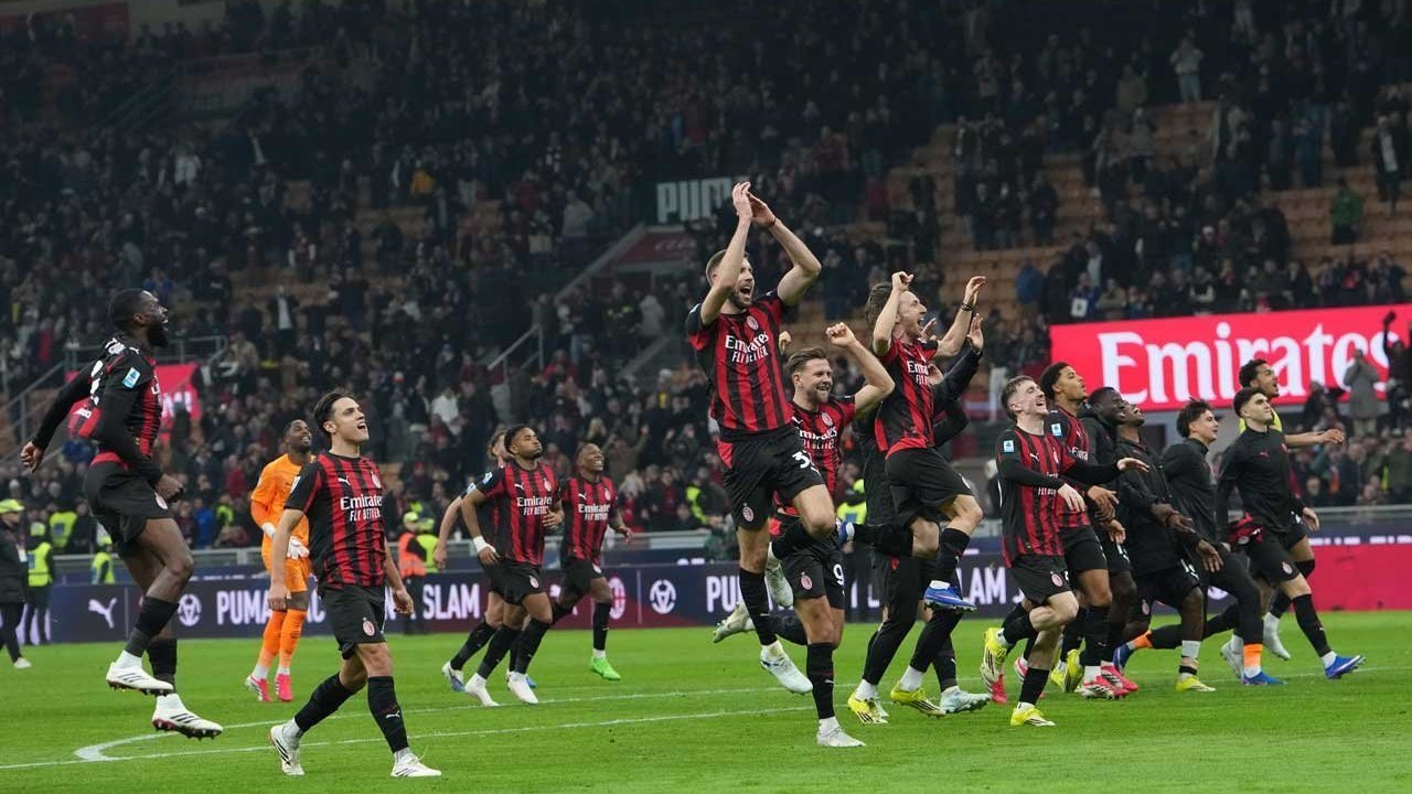 AC Milan Derby win celebrated passionately by the entire squad.