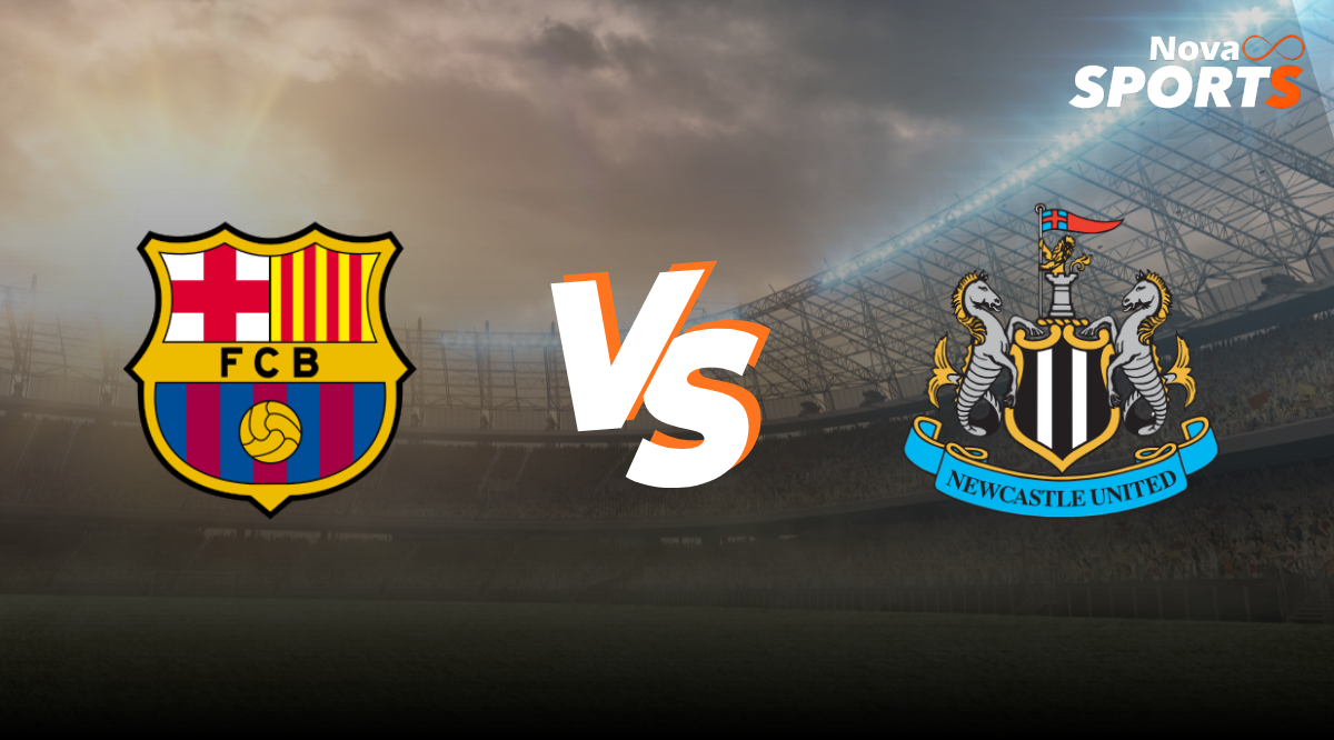 Barcelona vs Newcastle preview graphic for the Champions League Round of 16 clash.
